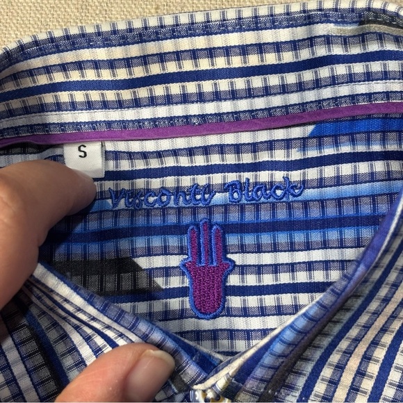 Luchiano Visconti Black Shirt Mens Sz Small Polka Dot Geometric Long Sleeve - Picture 3 of 5